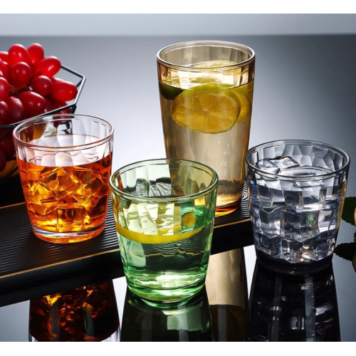 Wholesale Colored 200ml 300ml 500ml Unbreakable Premium Drink PC Acrylic Water Cup High Temperature Resistant Plastic Cup