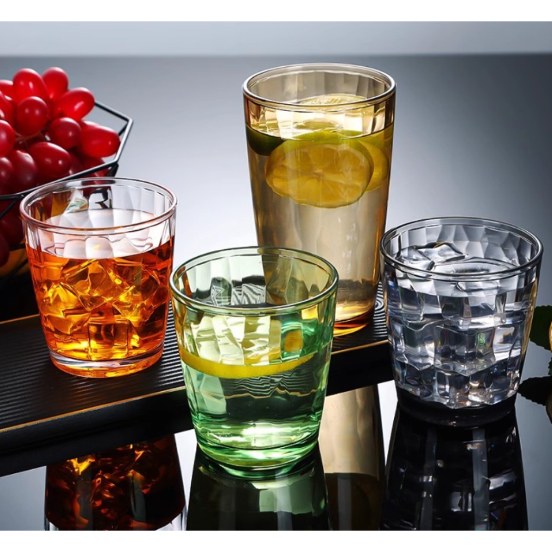 Wholesale Colored 200ml 300ml 500ml Unbreakable Premium Drink PC Acrylic Water Cup High Temperature Resistant Plastic Cup