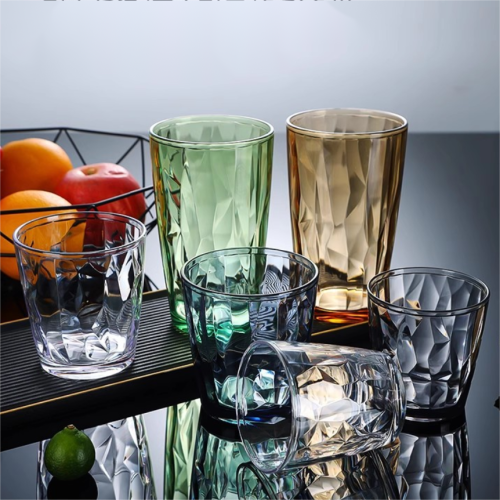 Wholesale Colored 200ml 300ml 500ml Unbreakable Premium Drink PC Acrylic Water Cup High Temperature Resistant Plastic Cup