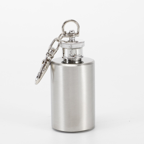 Wholesale 1oz Hip Flask Key Chain Cylinder Stainless Steel SS201 Portable Outdoor Camping Metal Wine Flask Keychain for Wine