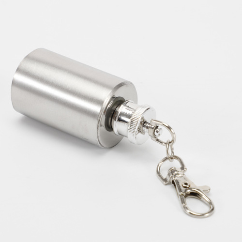 Wholesale 1oz Hip Flask Key Chain Cylinder Stainless Steel SS201 Portable Outdoor Camping Metal Wine Flask Keychain for Wine