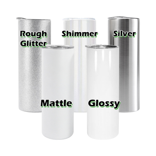US Warehouse Stocked Stainless Steel Sublimation 20oz Sublimation Straight Glossy Matter Glitter Silver Tumbler with Straw
