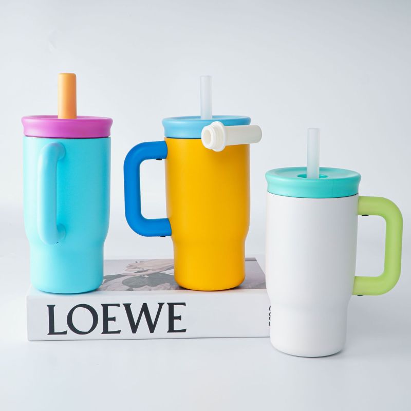 DSY Custom Logo 14oz Stainless Steel Vacuum Insulated Tumbler with New Leak Proof Lid and Straw Dust Cover Antislip Bottom