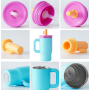 DSY Custom Logo 14oz Stainless Steel Vacuum Insulated Tumbler with New Leak Proof Lid and Straw Dust Cover Antislip Bottom
