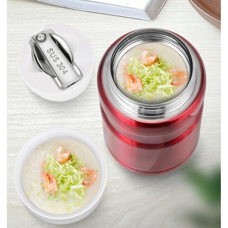 500ml 750ml Factory Wholesale Food Warmer Insulated Vacuum Stainless Steel Double Walled Straight Food Flask Jar with Spoon
