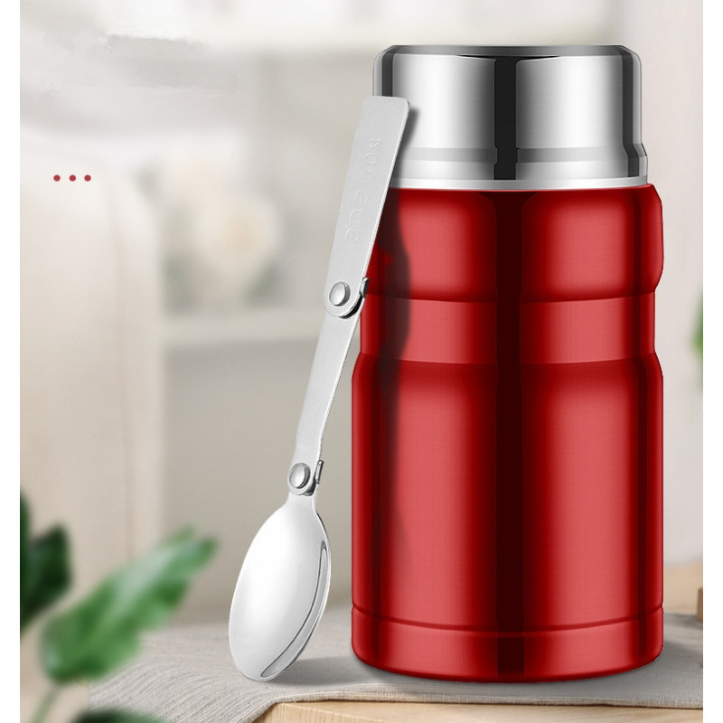 500ml 750ml Factory Wholesale Food Warmer Insulated Vacuum Stainless Steel Double Walled Straight Food Flask Jar with Spoon