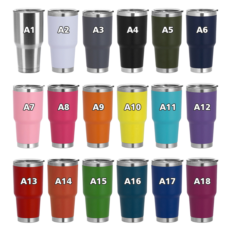 Wholesale 30oz Powder Coated Double Wall Stainless Steel Tumblers Custom Logo Eco-Friendly Gift Cup Insulated Travel Mugs