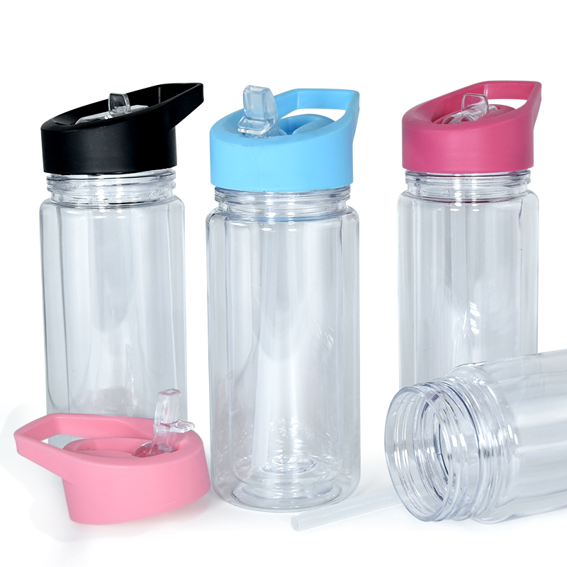 US Warehouse in Stock Sippy Cup with Pre Drilled Hole 10oz Double Wall Plastic Tumbler with Colors Lids Snow Globe Cup 60pcs/ctn