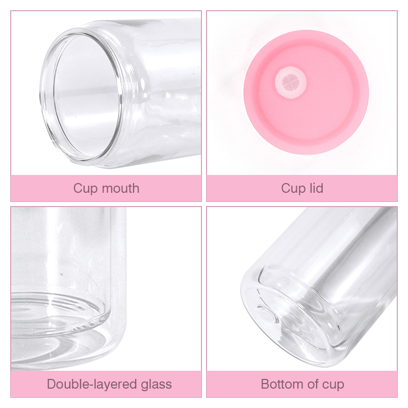 Custom Logo 16oz Mason Jar Snow Globe UV DTF Pre Drilled Hole Plug Double Wall Acrylic Tumbler with Colored Lids Plastic Straw
