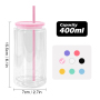 Custom Logo 16oz Mason Jar Snow Globe UV DTF Pre Drilled Hole Plug Double Wall Acrylic Tumbler with Colored Lids Plastic Straw