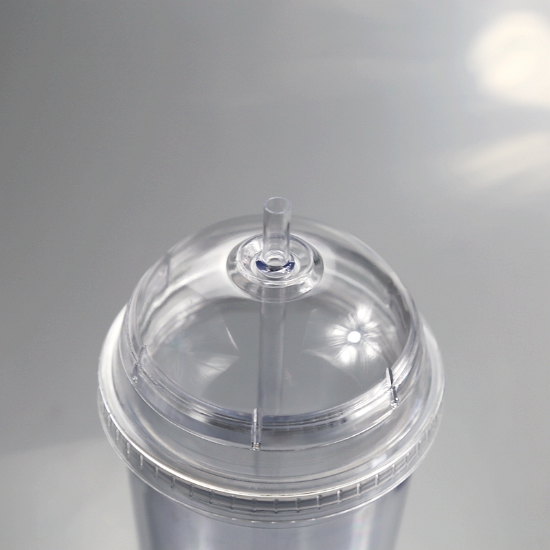 16oz clear Acrylic Double Wall Tumbler Plastic 20oz Insulated Double Wall Transparent Clear Acrylic Tumblers With Dome Lid Straw