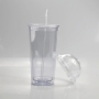16oz clear Acrylic Double Wall Tumbler Plastic 20oz Insulated Double Wall Transparent Clear Acrylic Tumblers With Dome Lid Straw