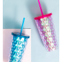20 oz Double-layer Plastic Water Cup Custom logo Coffee Mug Milk Bottle with Straw BPA Free