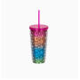 20 oz Double-layer Plastic Water Cup Custom logo Coffee Mug Milk Bottle with Straw BPA Free