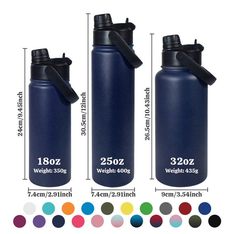Custom Powder Coated Colors Double Walled Vacuum Insulated Sport Thermal Flask Steel 18 oz 25 oz 32 oz Sports Water Bottles