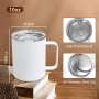 US Warehouse RTS 10oz Sublimation Cup Stainless Steel Travel Tumbler White Coffee Mugs with Handle Clear Slide Lid 25pcs/ctn