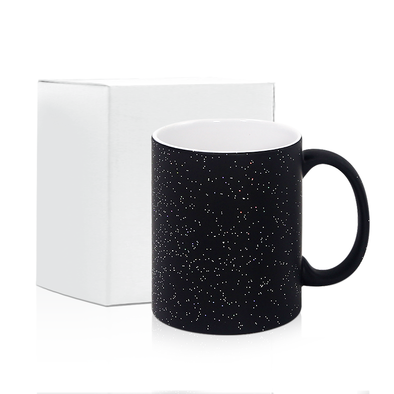 IN STOCK 11oz Hot Water Color Changed Sublimation Mugs DIY Blanks Coffee Milk Tea Ceramic Mug for Heat Transfer Pressing