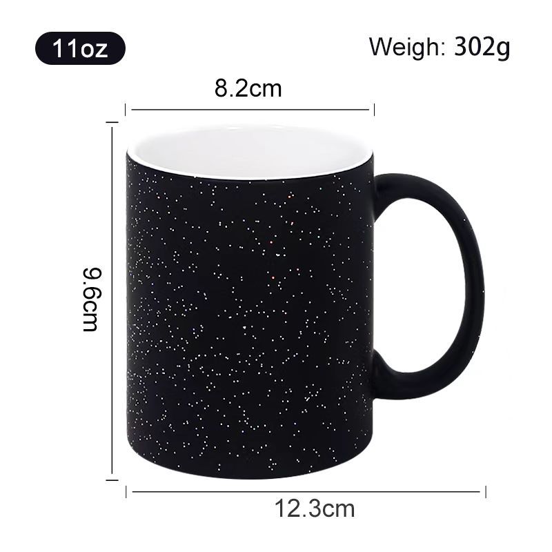 IN STOCK 11oz Hot Water Color Changed Sublimation Mugs DIY Blanks Coffee Milk Tea Ceramic Mug for Heat Transfer Pressing