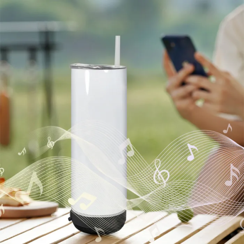RTS US 25pcs 20oz Stainless Steel Straight Wireless Music Mixed Color Speaker Smart Sublimation Blanks Business Gifts Cup