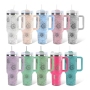 Custom 40oz H2.0 Powder Coated Double Wall Stainless Steel Tumblers Travel Mug with Laser Sunflower
