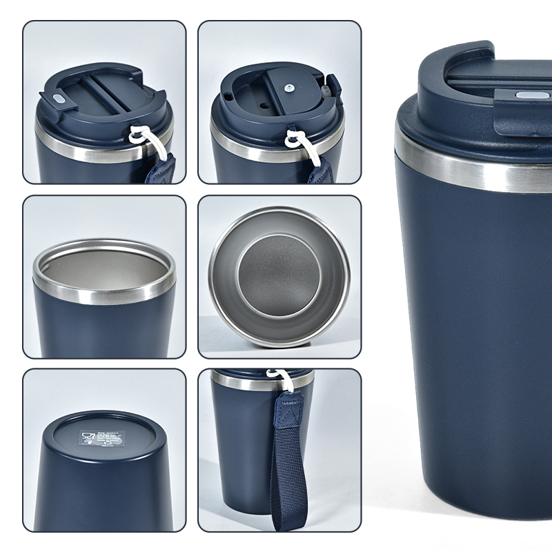 Custom Travel-Tough Splash-Proof 12oz Inner Stainless Steel Tumbler Outder Plastic Coffee Mug with Rope