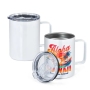 RTS 10oz Sublimation Cup Stainless Steel Travel Tumbler White Coffee Mugs with Handle Clear Slide Lid 6pcs/ctn