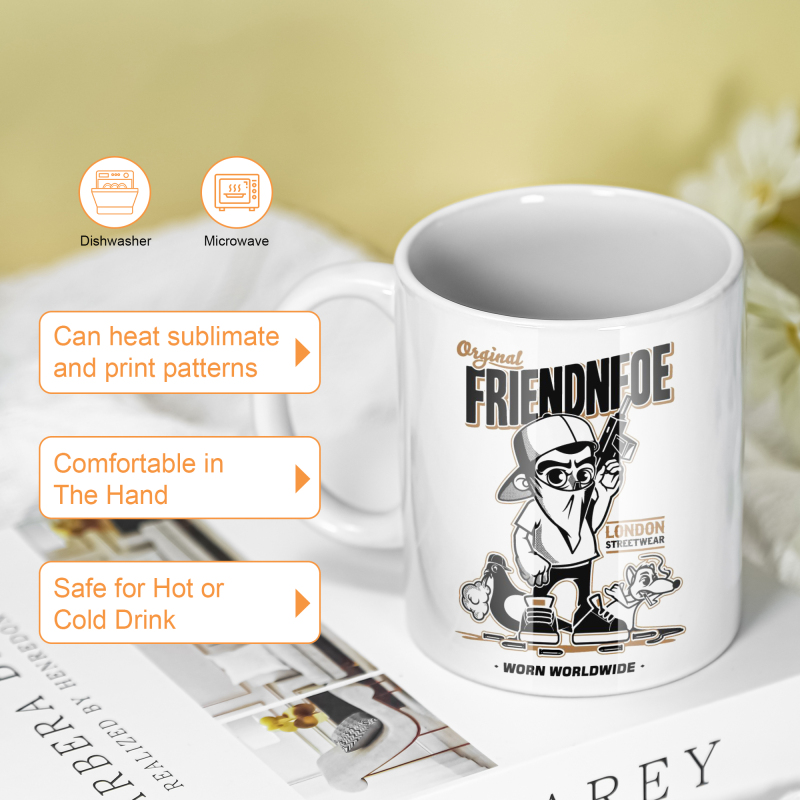 RTS Stock 6pcs 11oz Ceramic Mug Sublimation Blanks Glossy Coffee Mug White Sublimation Individual Box Cup