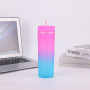 Wholesale 16oz Ombre Colored Double Wall Plastic Skinny Tumbler Reusable Cold Cups Matte Acrylic Tumbler With Lid BPA Free