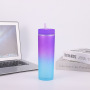 Wholesale 16oz Ombre Colored Double Wall Plastic Skinny Tumbler Reusable Cold Cups Matte Acrylic Tumbler With Lid BPA Free
