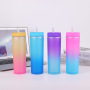 Wholesale 16oz Ombre Colored Double Wall Plastic Skinny Tumbler Reusable Cold Cups Matte Acrylic Tumbler With Lid BPA Free