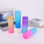 Wholesale 16oz Ombre Colored Double Wall Plastic Skinny Tumbler Reusable Cold Cups Matte Acrylic Tumbler With Lid BPA Free