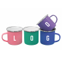 Custom Logo 11oz Enamel Mug Sublimation Blanks Metal Reusable Colored Coffee Camping Cup with Handle for Heat Transfer Printing