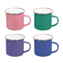 Custom Logo 11oz Enamel Mug Sublimation Blanks Metal Reusable Colored Coffee Camping Cup with Handle for Heat Transfer Printing