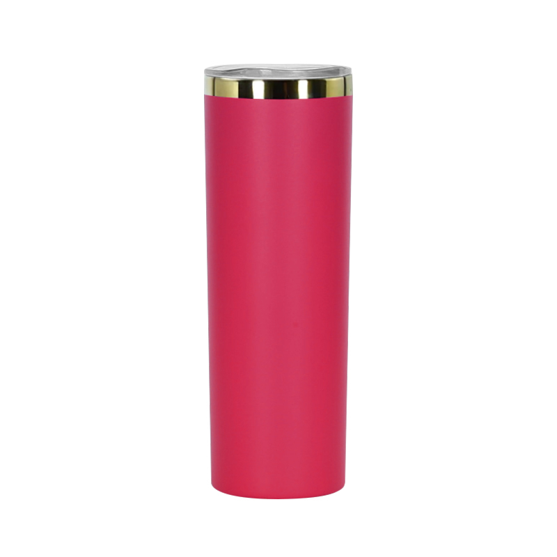 Custom 20oz Copper Plated Skinny Straight Tumbler Stainless Steel Powder Coated Copper Underneath 20oz Tumbler with Slide Lid