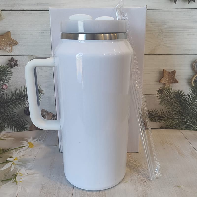 64oz White Sublimation 304 Stainless Steel Water Bottle Tumbler Thermal Insulation Vacuum for Heating Transfer Press