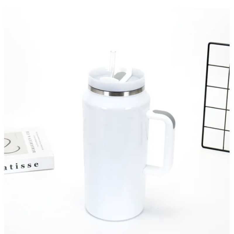 64oz White Sublimation 304 Stainless Steel Water Bottle Tumbler Thermal Insulation Vacuum for Heating Transfer Press