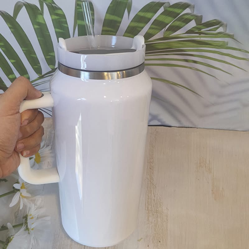 64oz White Sublimation 304 Stainless Steel Water Bottle Tumbler Thermal Insulation Vacuum for Heating Transfer Press