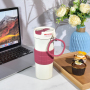 Custom 600ML 20OZ LEAK PROOF Double Wall Stainless Steel Travel Coffee Tumbler Coffee Mug Cup with Handle