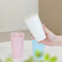 Custom Logo 450ml Plastic Cup PS Single Wall Candy Color BPA Free Mug Portable Coffee Drinking Car Travel Tumbler with Straw Lid