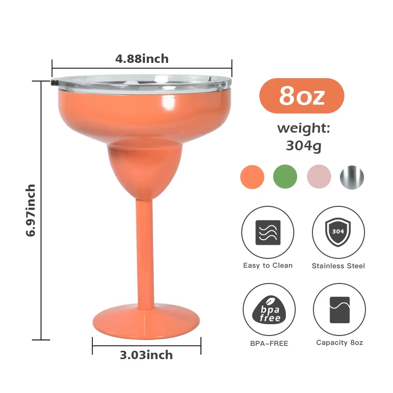 RTS 12pcs/ctn US Warehouse 8oz Colored Stainless Steel Shot Glass Cocktail Glasses Wine Tumbler Spray Painted Margarita Cups