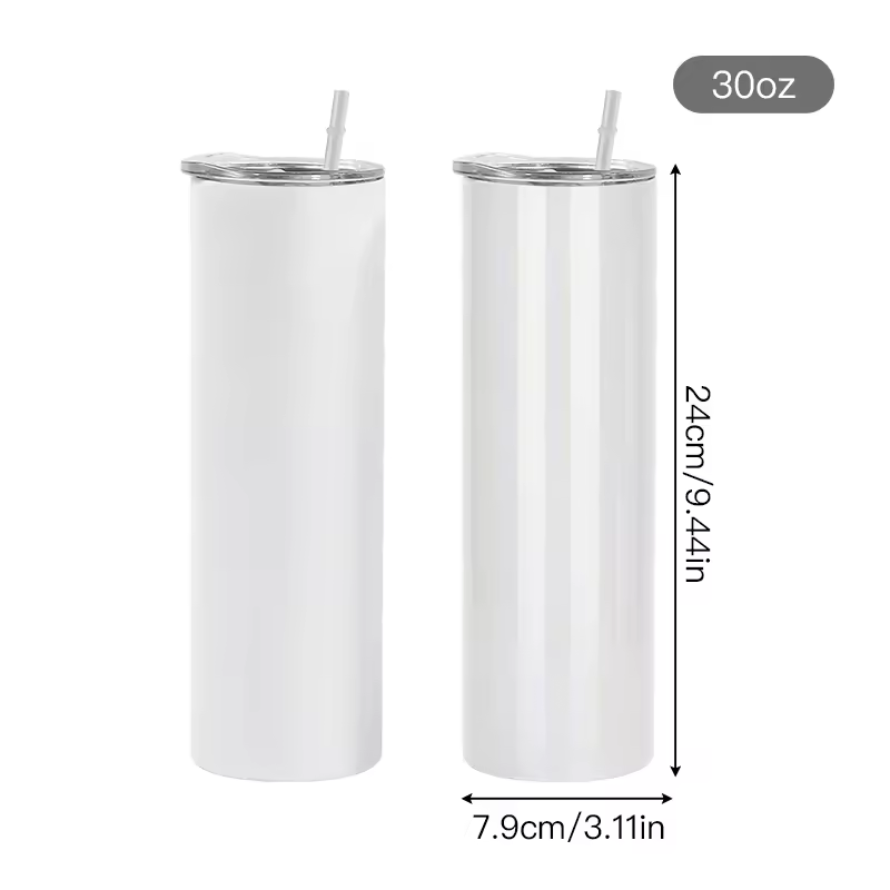 RTS USA Warehouse in Stocked 20oz Matte Sublimation Blanks Skinny Straight Tumbler with Plastic Straw 25pcs/ctn