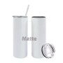 RTS USA Warehouse in Stocked 20oz Matte Sublimation Blanks Skinny Straight Tumbler with Plastic Straw 25pcs/ctn