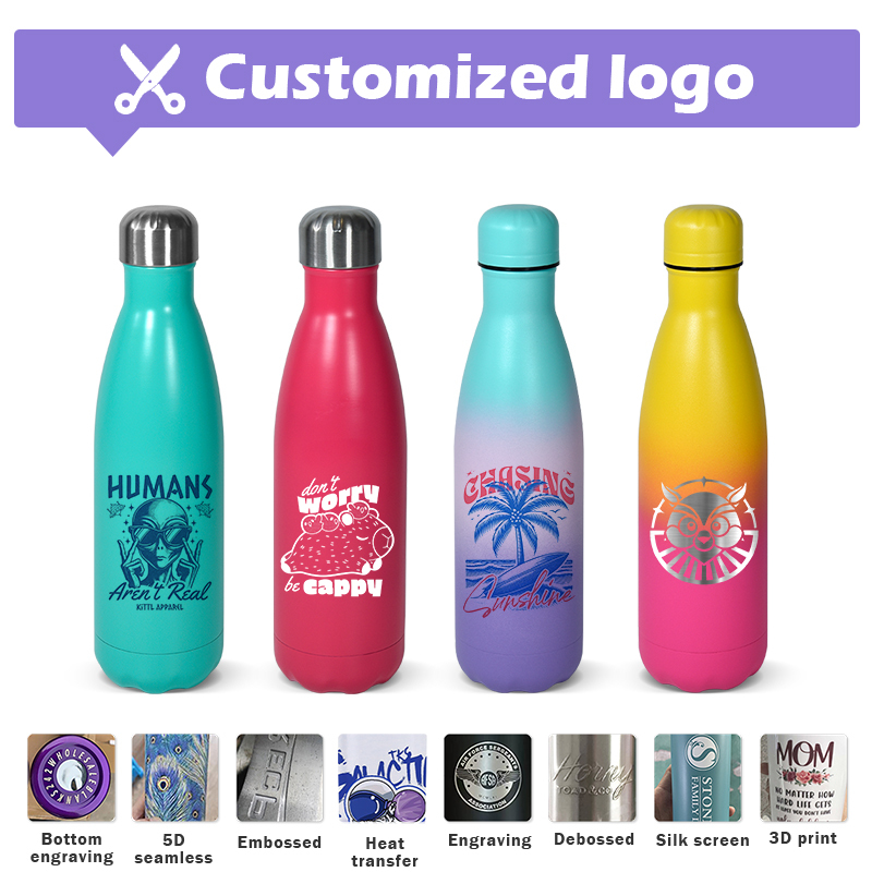 Dropshipping US Stocked 1pcs/ctn 500ml Blue Gym Sports Drinking Cola Bottle Water Bottles Double Stainless Steel Insulated Cup