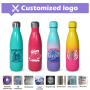 Dropshipping US Stocked 1pcs/ctn 500ml Blue Gym Sports Drinking Cola Bottle Water Bottles Double Stainless Steel Insulated Cup