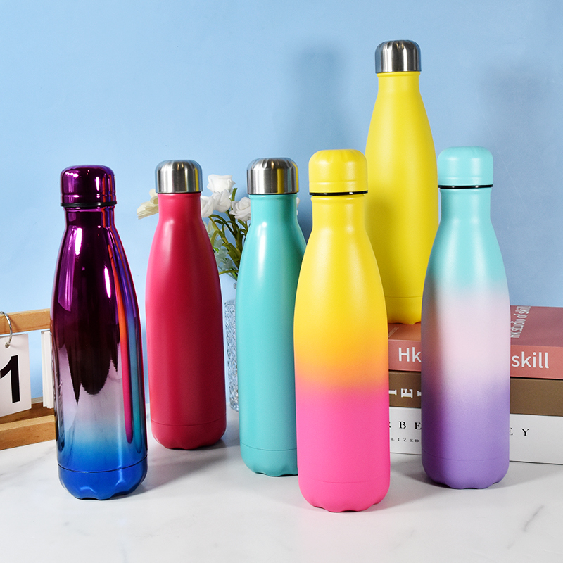 Dropshipping US Stocked 1pcs/ctn 500ml Blue Gym Sports Drinking Cola Bottle Water Bottles Double Stainless Steel Insulated Cup