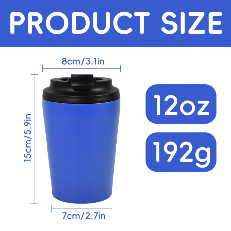 12oz 304 Stainless Steel Double Wall Vacuum Insulated Leak-Proof BPA Free 12-24hr Insulation Travel Coffee Mug
