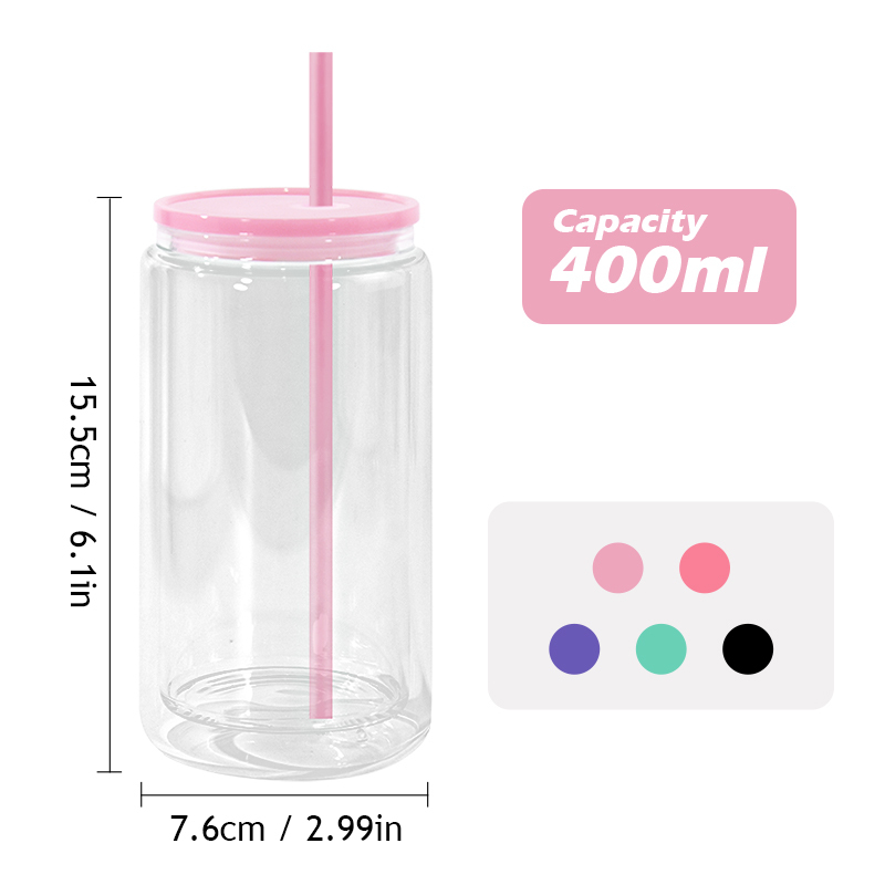 RTS US 25Pack Acrylic Snow Globe Tumbler with Pre Drilled Hole 16oz Mason Jar Mug for Snow Globe Glitter DIY Gift (Mixed Colors)