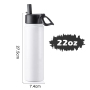 RTS US Stocked 25pcs/ctn 22oz Straw Handle Lid Stainless Steel Insulated Vacuum Sports Flasks Sublimation Tumbler