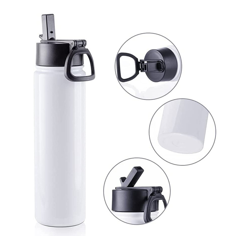 RTS US Stocked 25pcs/ctn 22oz Straw Handle Lid Stainless Steel Insulated Vacuum Sports Flasks Sublimation Tumbler