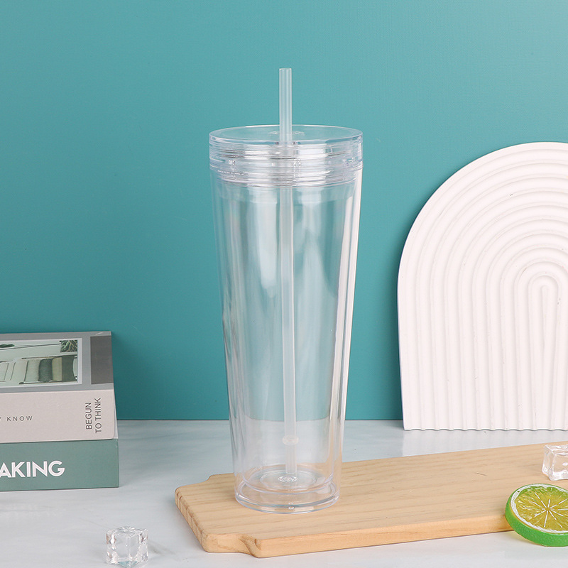 Creative DIY Double-Layer Insulated Plastic Straw Cup Glitter Factory Wholesale Personalized Drinking Cup Creative DIY Water Cup